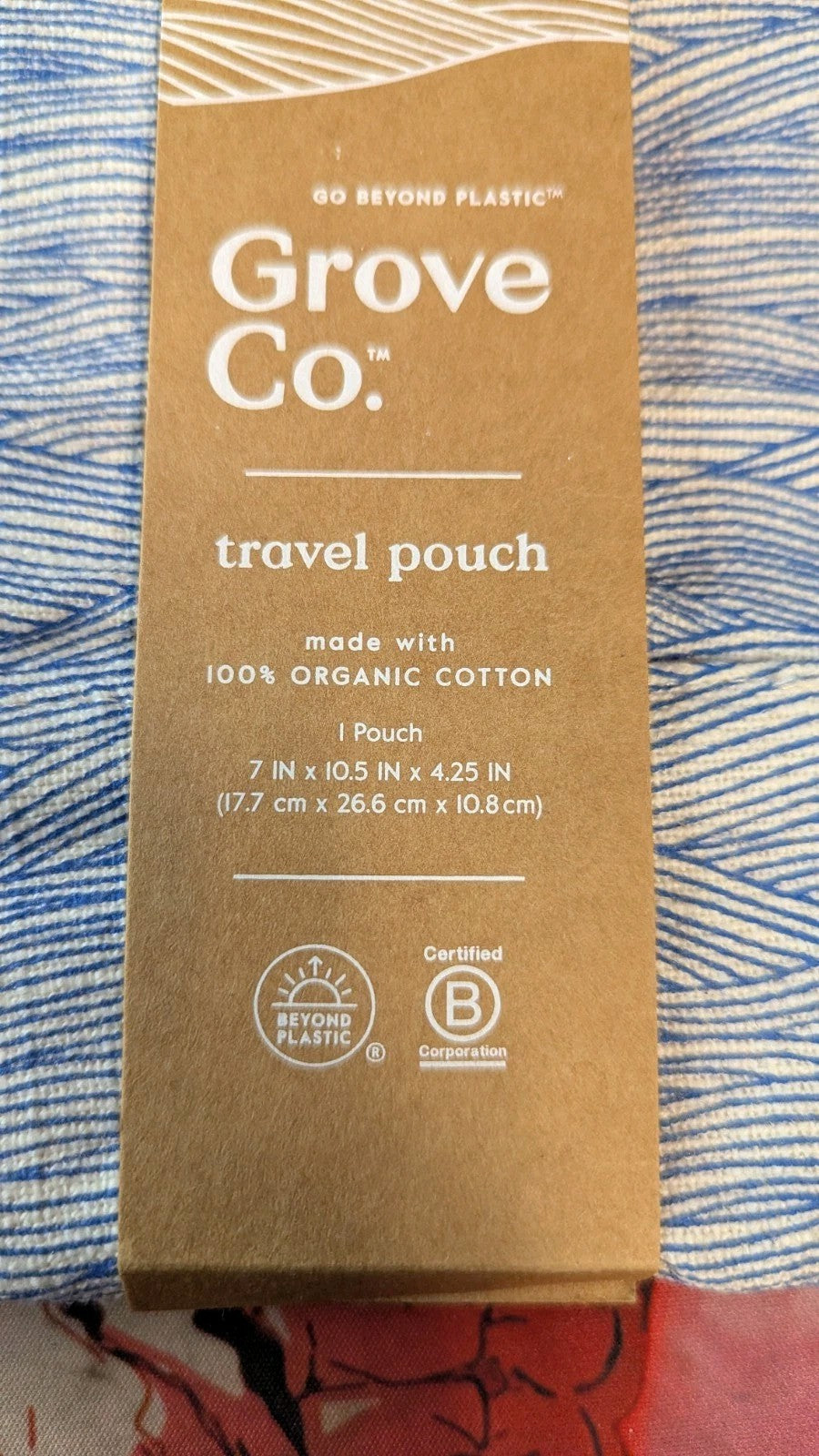 Travel Pouch Organic Cotton 7x10.5x4.25 Inch Eco-Friendly Travel Organizer