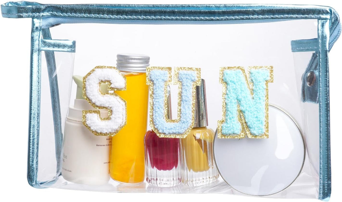 Clear Makeup Bag with Zipper for Travel and Beach - Water-Resistant Pouch