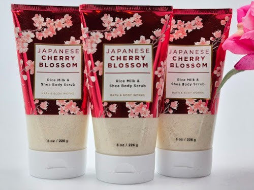 3)Bath Body Works JAPANESE CHERRY BLOSSOM Rice Milk Shea Scrub Wash 8