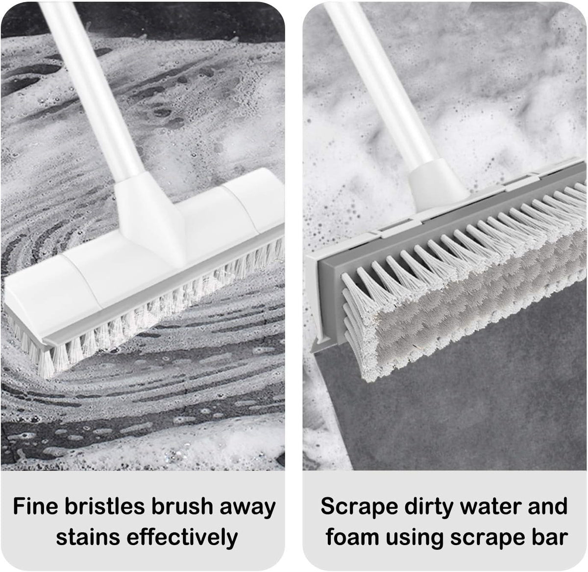 Heavy-Duty Floor Scrub Brush with Adjustable Handle & 2-in-1 Scraper