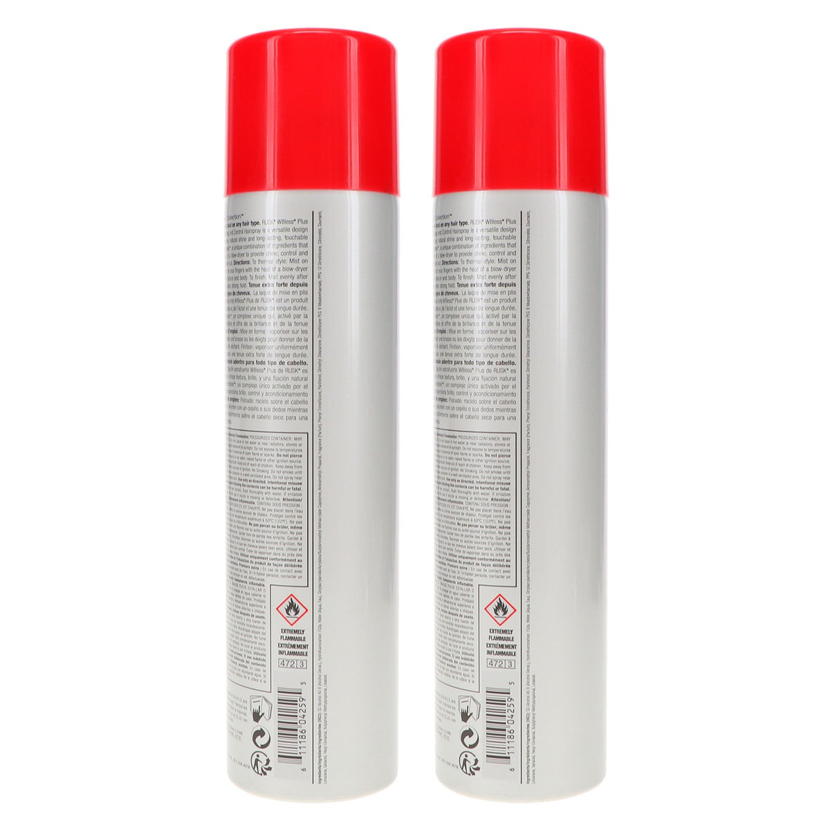 Rusk W8less Plus Extra Strong Hairspray 10 oz - 2 Pack, Long-Lasting Hold