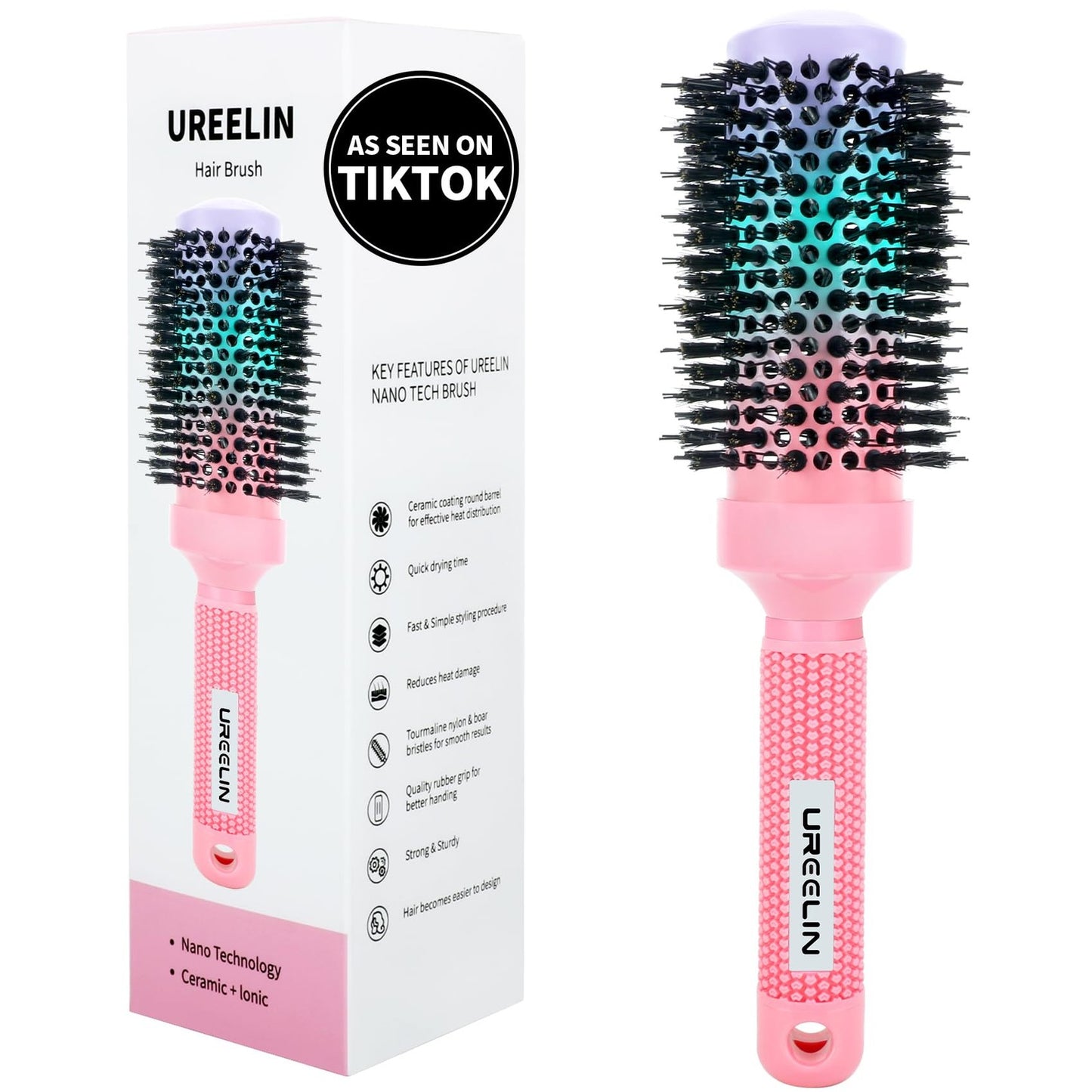Round Hair Brush 43mm 1.7 Inch Ionic Ceramic Blowout Styling Tool
