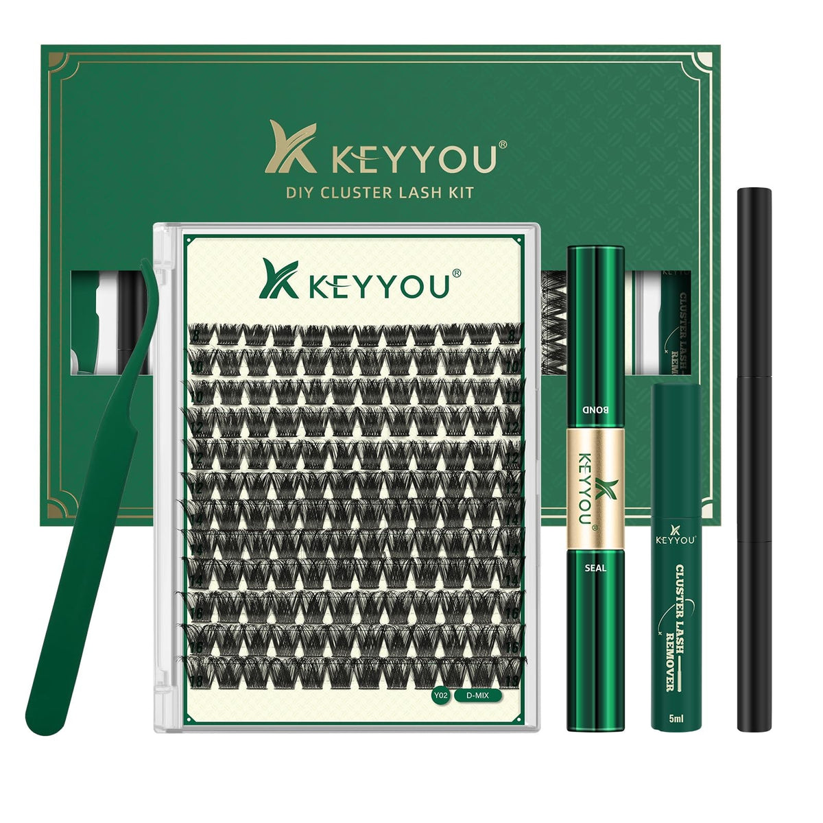 Lash Clusters Kit with 144 Thick D Curl Fake Eyelashes & Tools - Beginner Friendly