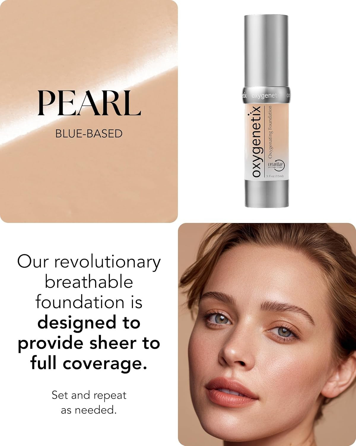 Oxygenating Foundation 15ml - Pearl, SPF 25 for Sensitive Skin