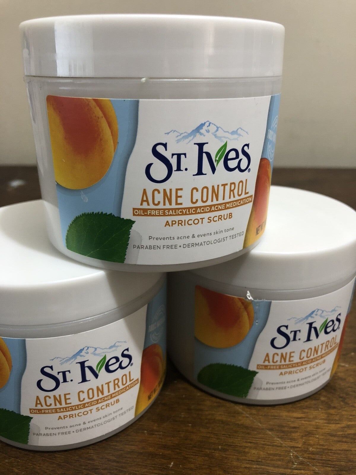 Lot Of 3 St Ives Blemish Acne Control Apricot Scrub, 10 Oz