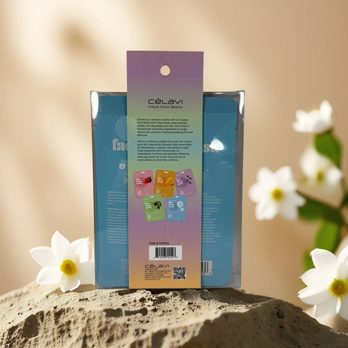Facial Sheet Mask Set with 5 Assorted Scents for Hydrating and Soothing Skin