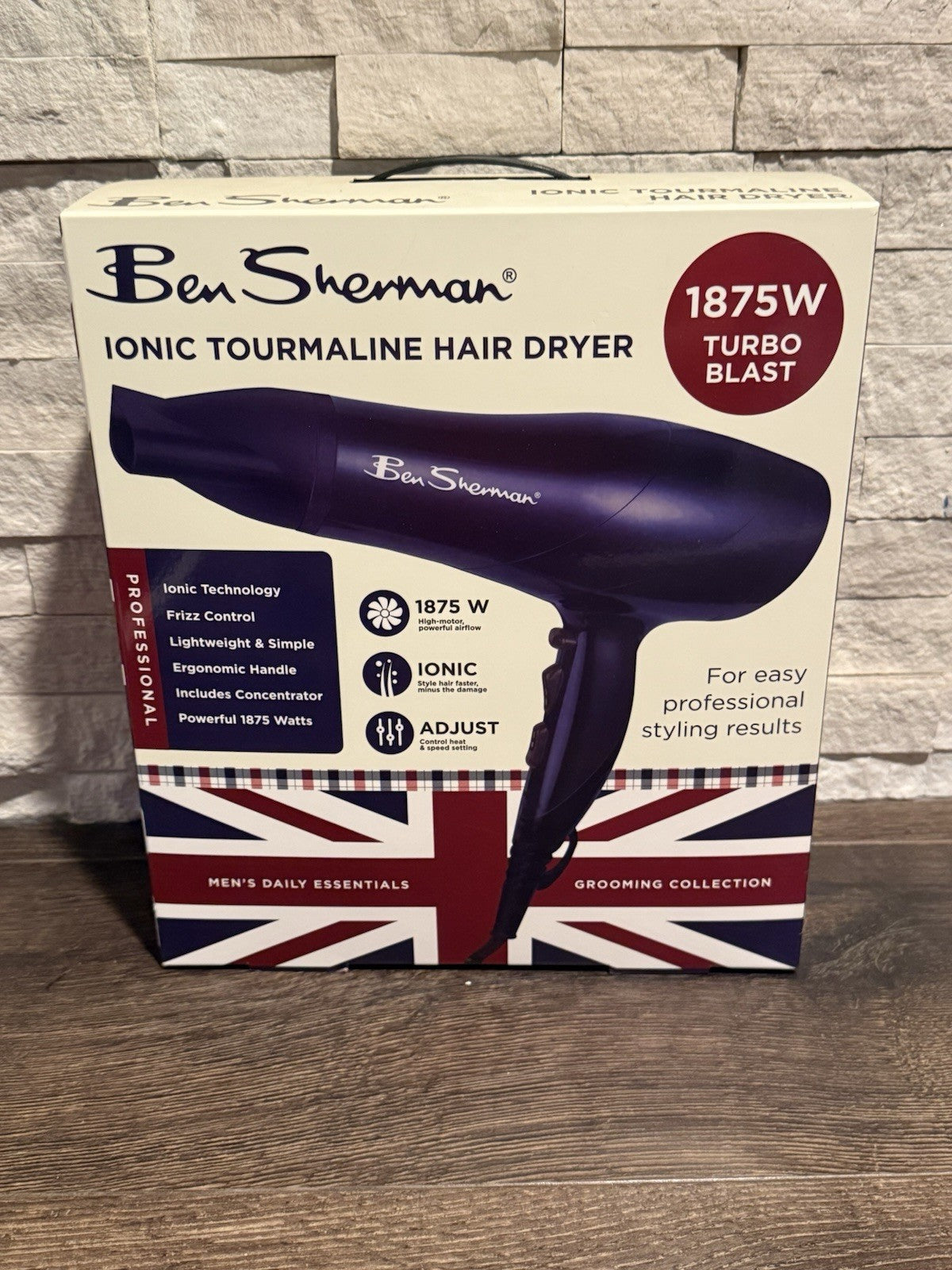 Ben Sherman Ionic Tourmaline Hair Dryer for Men 1875W Frizz Control Lightweight