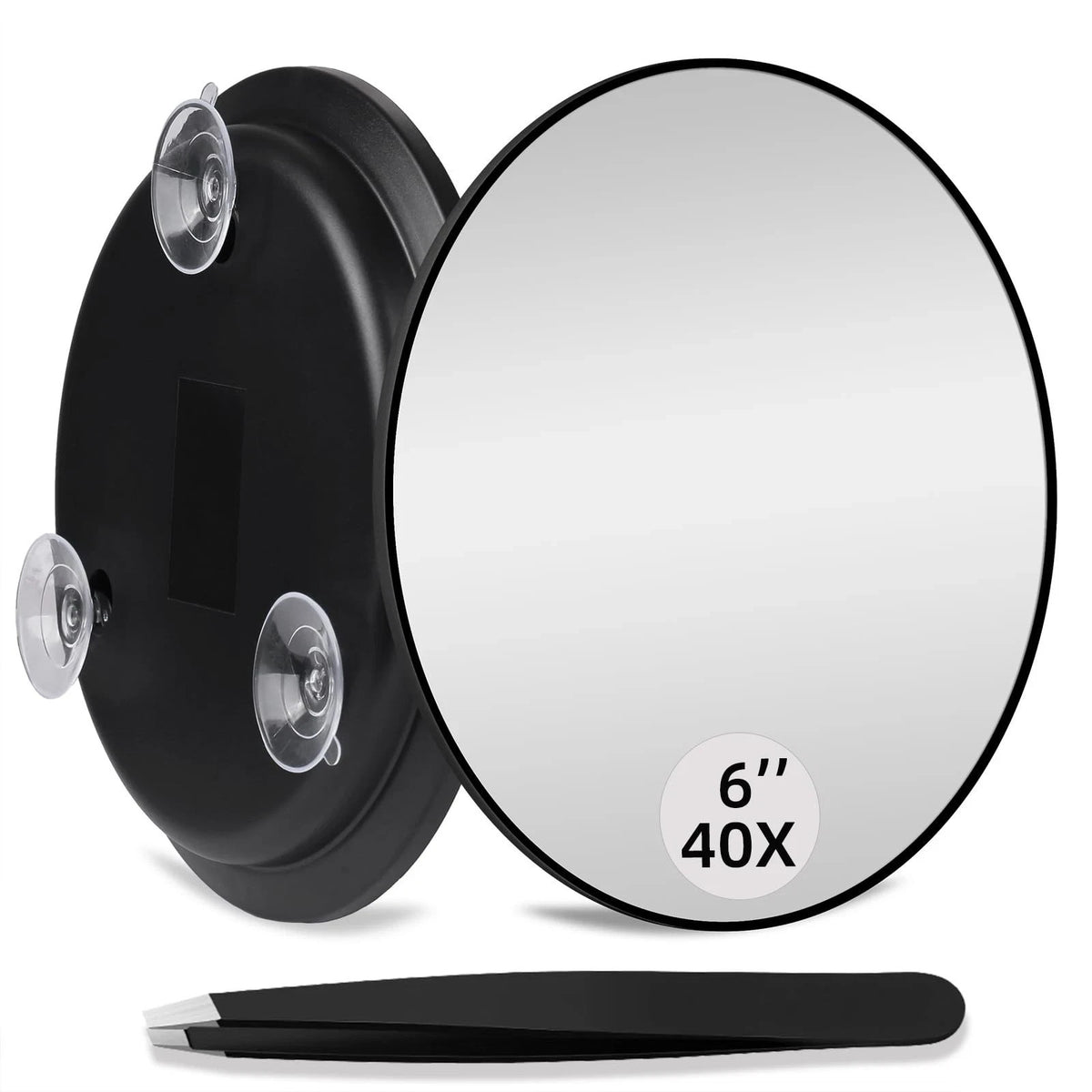40X Magnifying Travel Mirror - 6 inch Round with 3 Suction Cups