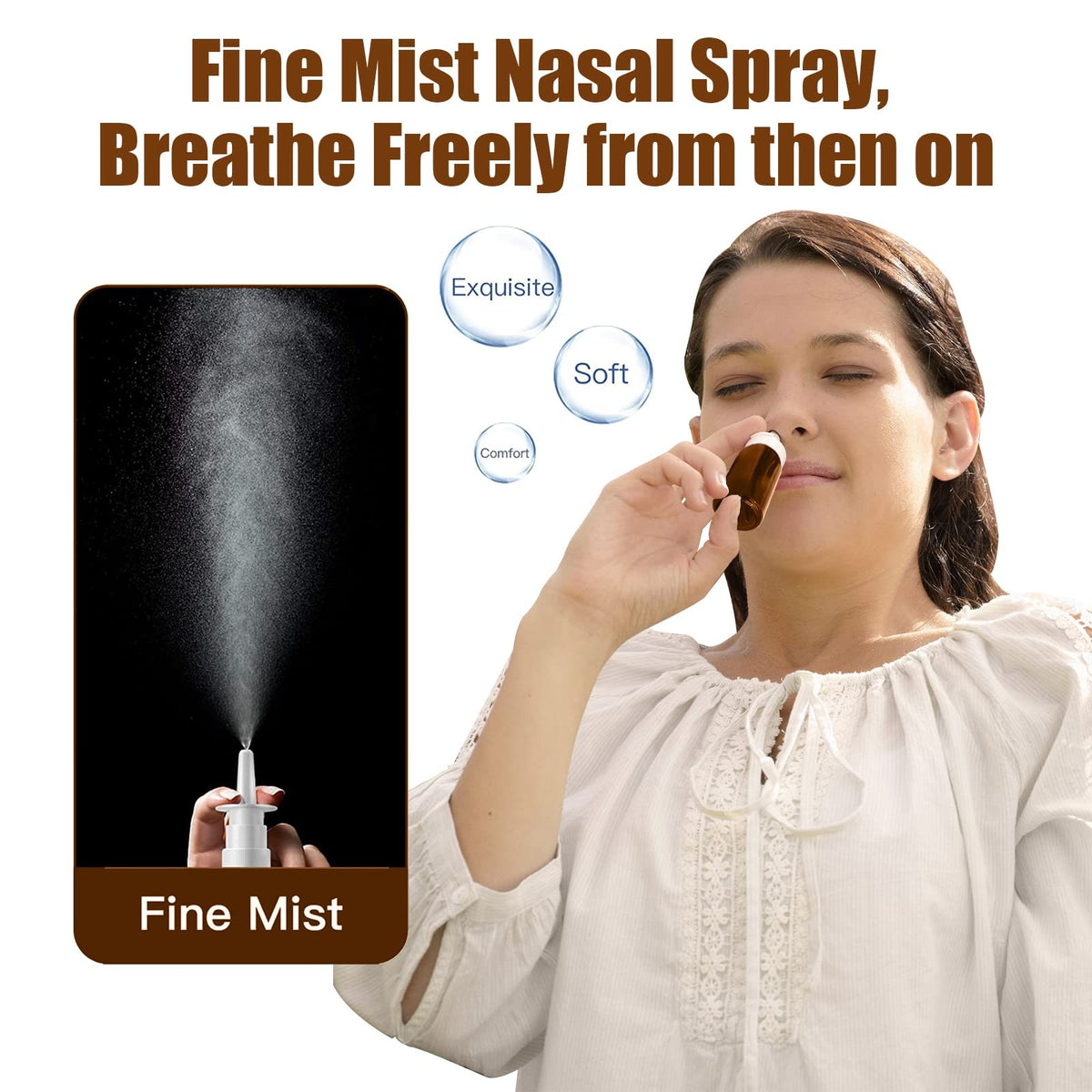 Refillable Glass Nasal Spray Bottles Set - 3 Pack 30ml Fine Mist Atomizers