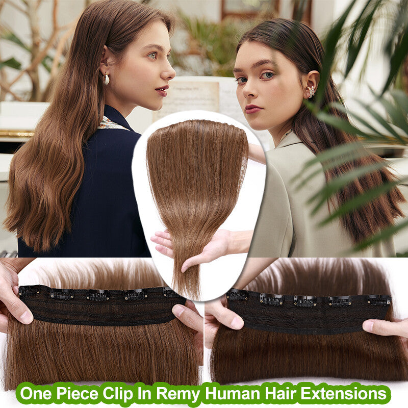 Remy Clip In Hair Extensions Full Head Thick One Piece - Blonde & Dark Colors