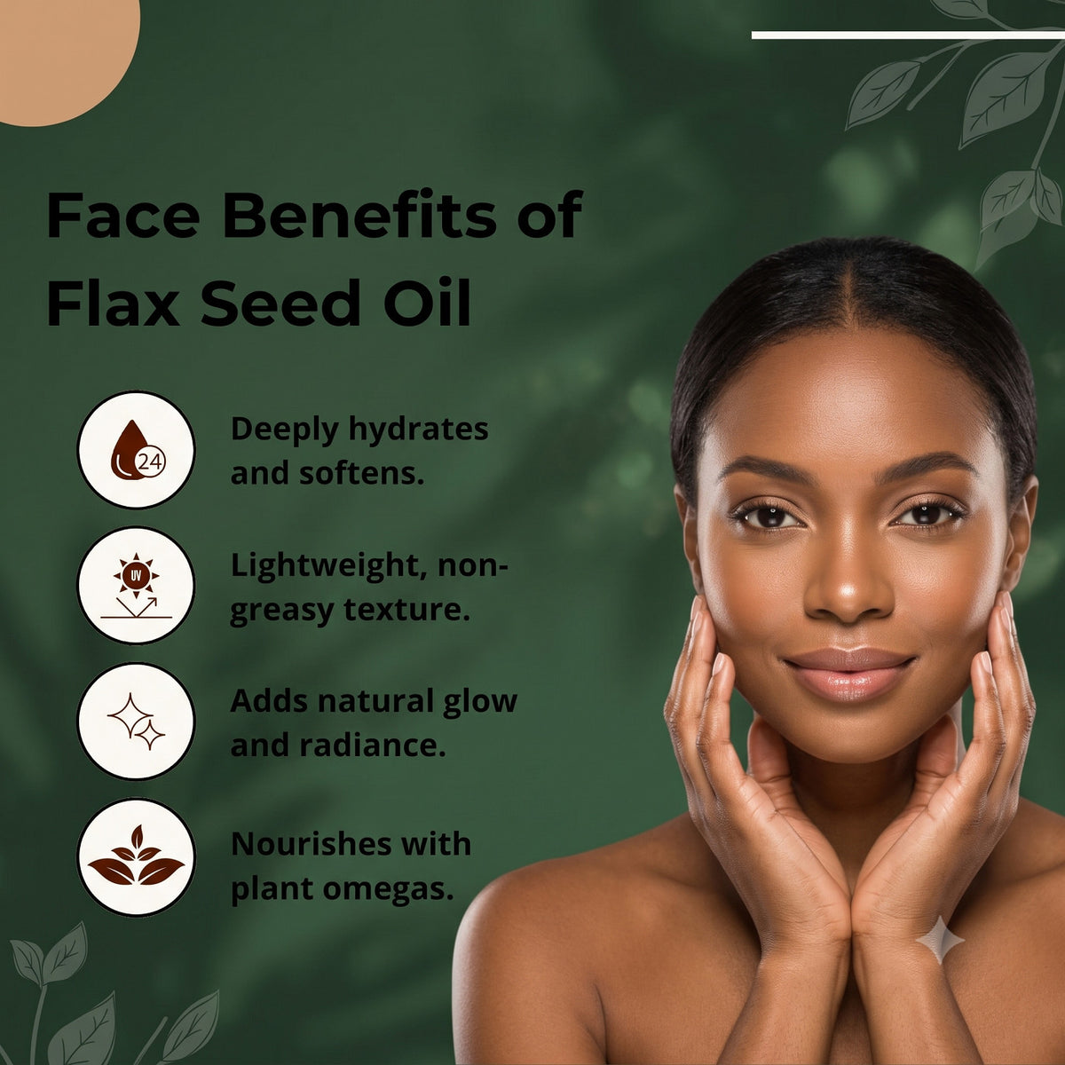 Flaxseed Oil Cold-Pressed Organic Carrier Oil for Skin & Hair - 100% Pure