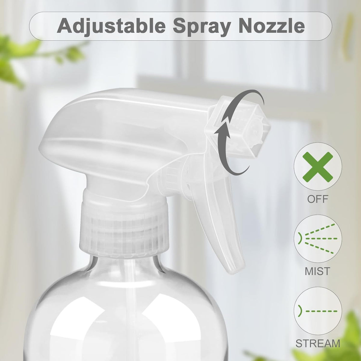 16 oz Glass Spray Bottles 2-Pack with Silicone Sleeve & Adjustable Nozzle