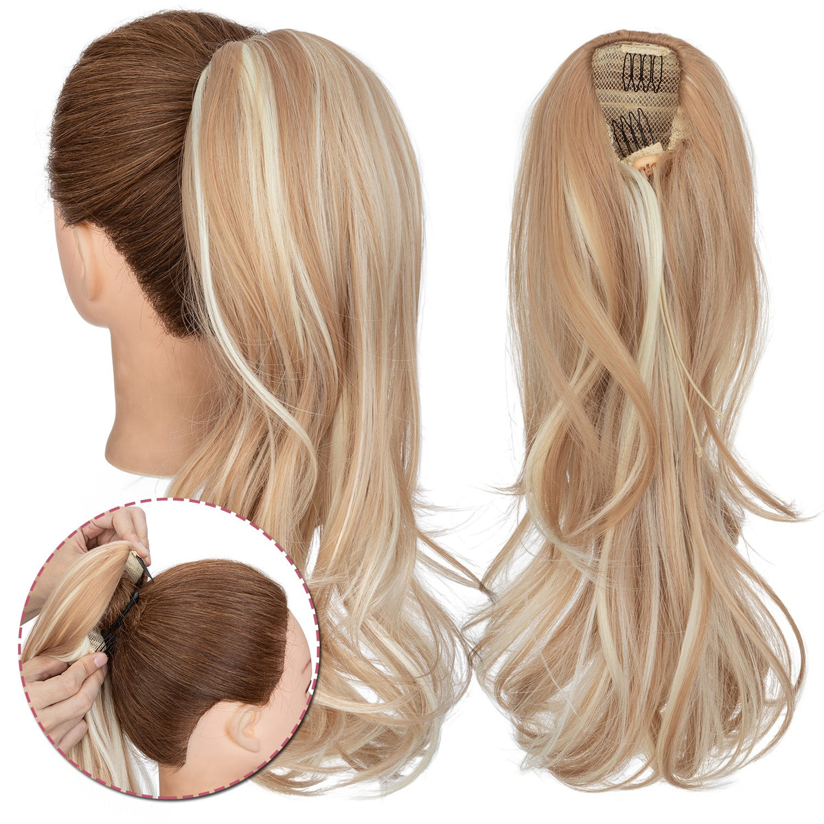 Long Drawstring Clip-In Ponytail Extensions - Natural Look Hairpiece