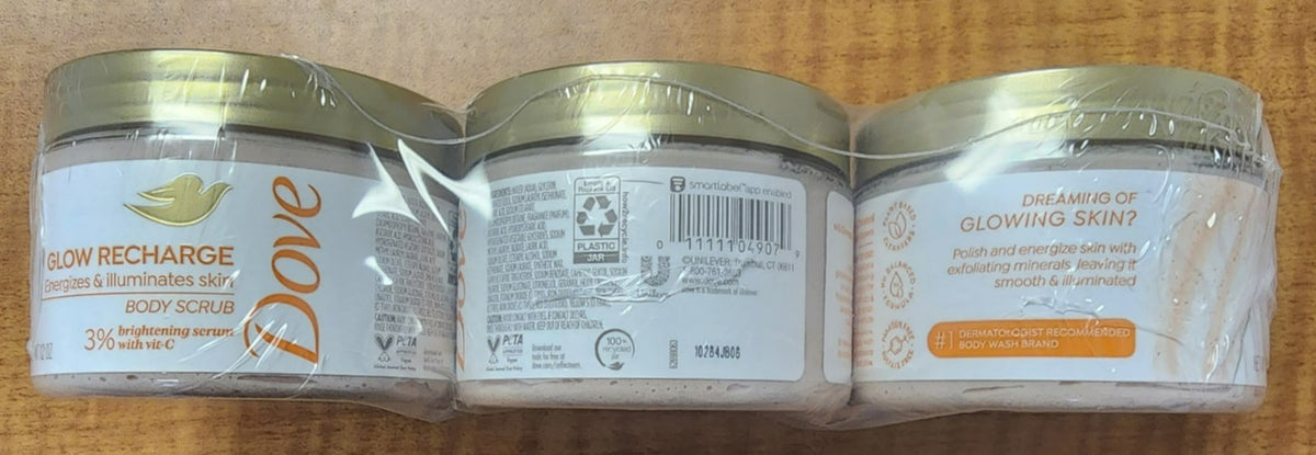 Dove Body Scrub Glow Recharge Energizes & Illuminates Skin 3 Pack 12