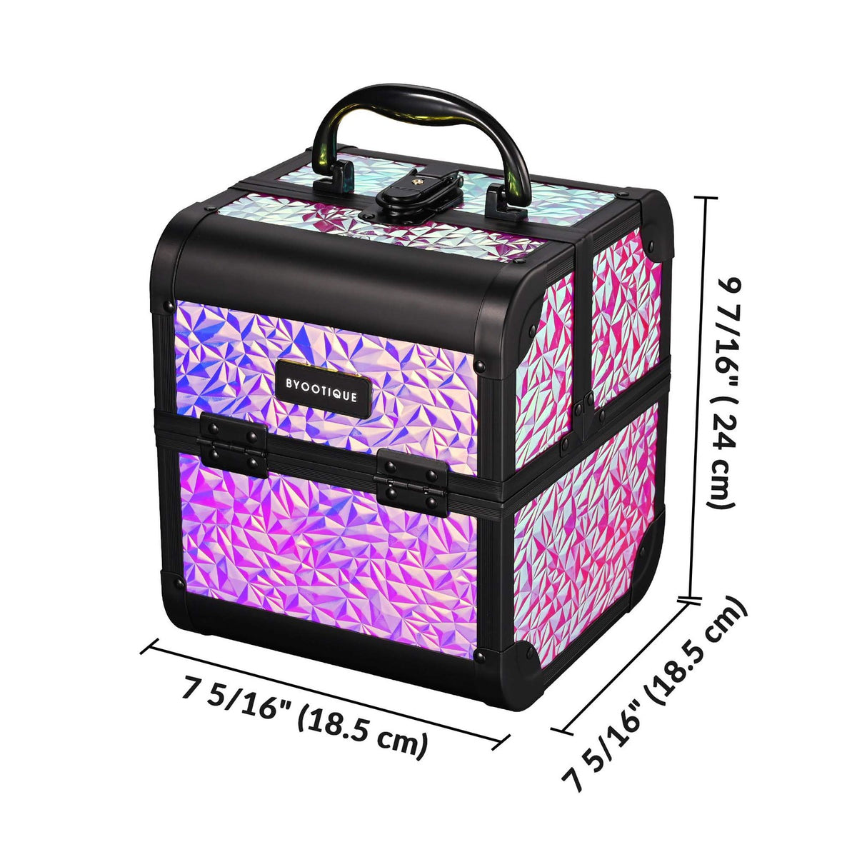 Mermaid Pink Makeup Train Case with Extendable Trays and Mirror