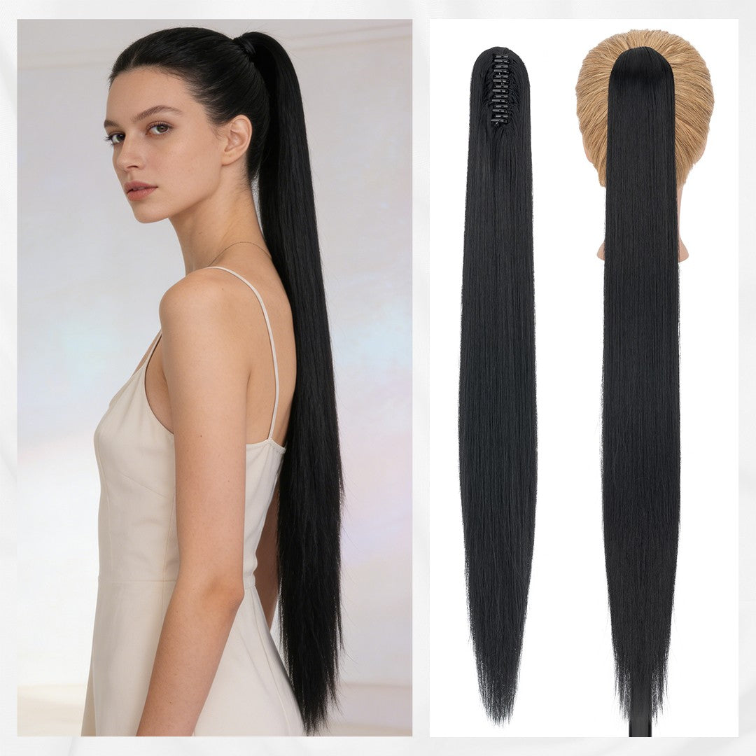 30-Inch Fluffy Ponytail Hair Extension with Claw Clip - Straight & Wave Styles