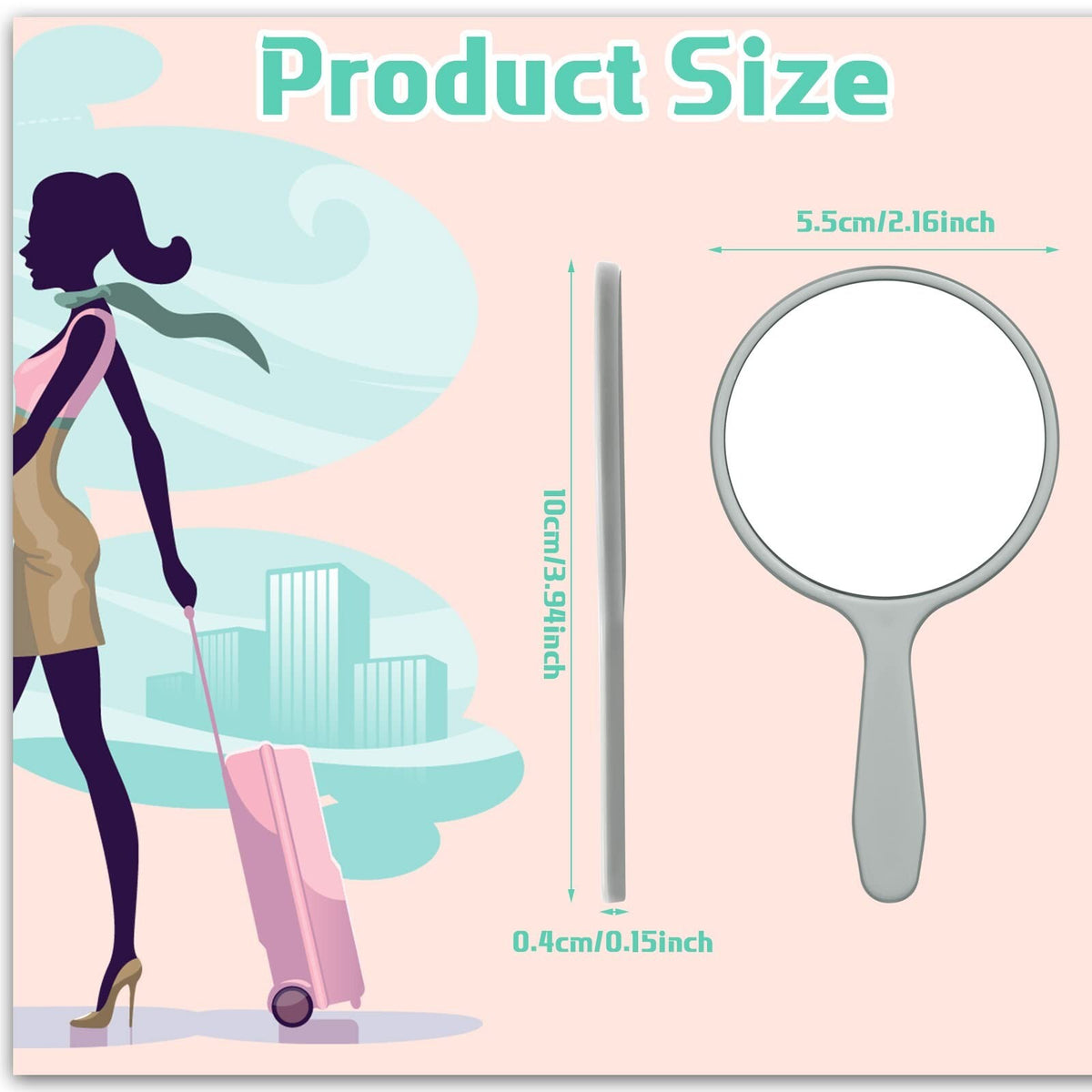 50 Pack Small Handheld Mirrors with Handles - Portable Vanity Makeup Mirrors for Women & Kids