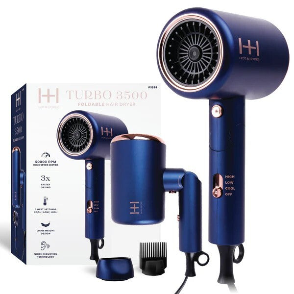 Hot & Hotter Turbo 3500 Foldable Hair Dryer - Lightweight & Compact