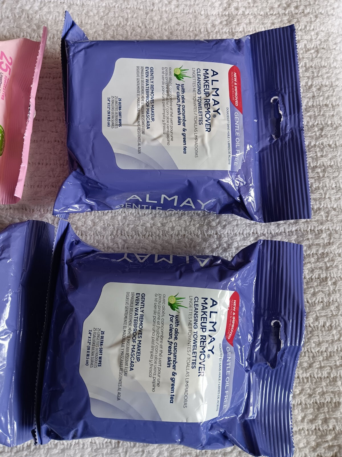 Makeup Remover Cleansing Towelettes Set - Aloe, Cucumber, Green Tea, 4 Packs of 25 Wipes