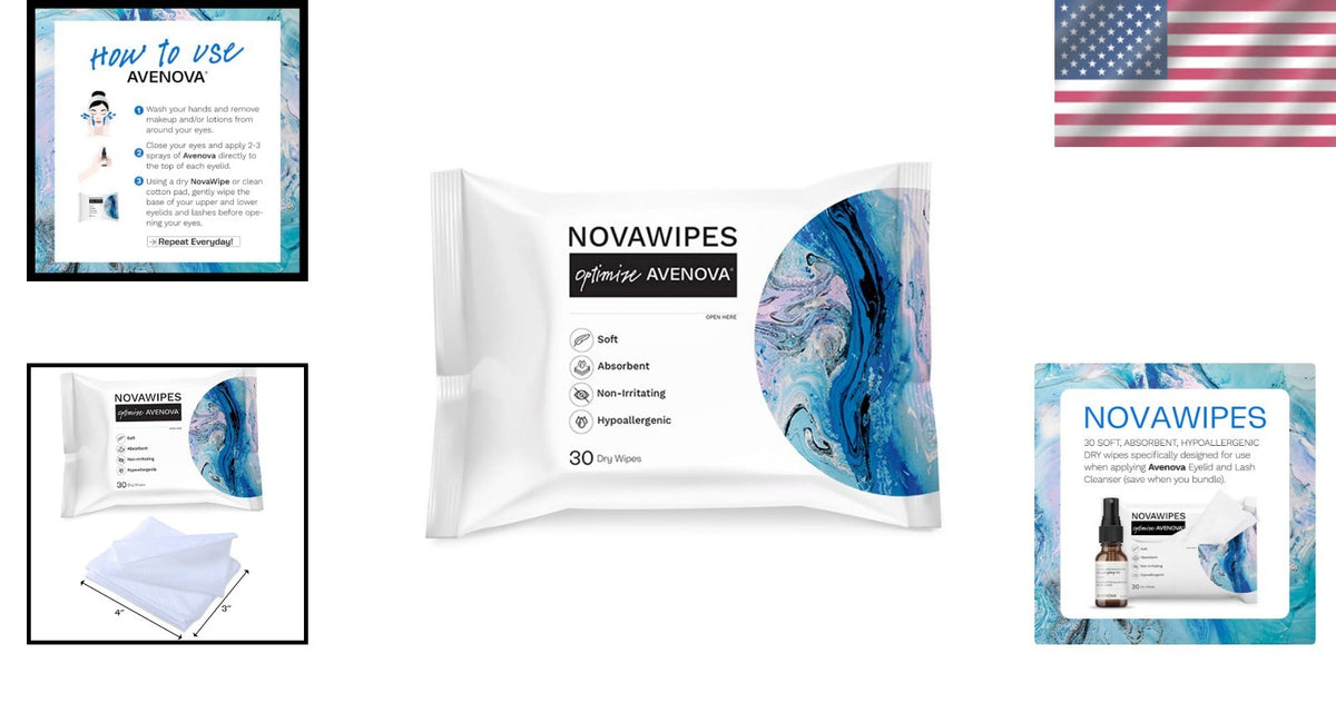 Hypoallergenic Dry Eyelid Wipes - Multi-Layer Cleansing, 30 Count