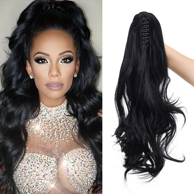 26-Inch Real Human Hair Ponytail Extension with Claw Clip - Thick Hairpiece