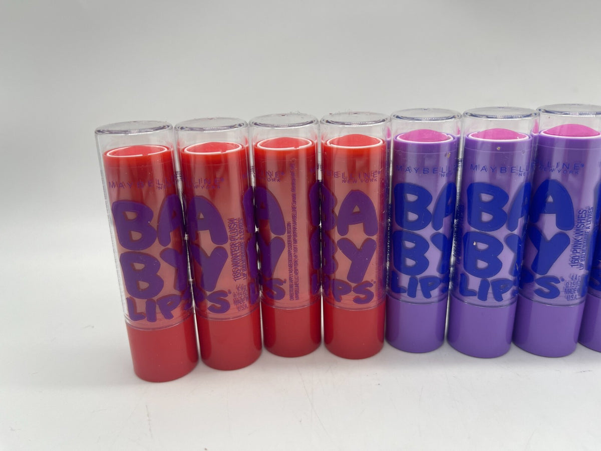Bulk Lip Balm Set - Maybelline Baby Lips Winter Flush Pink Wishes Ruby Star 4 Pack, Lot of 12