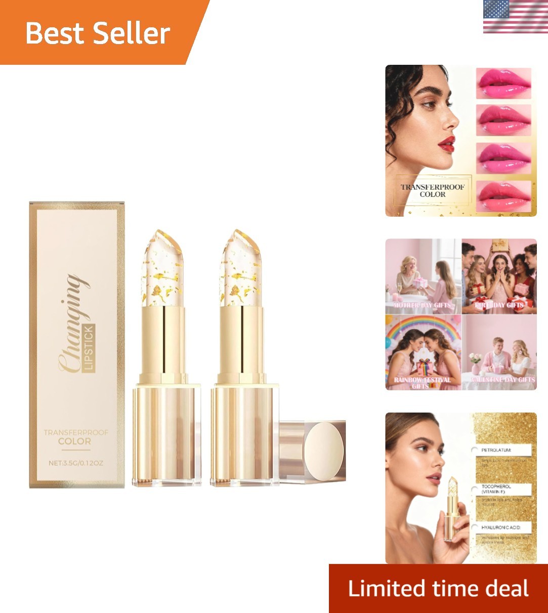 Color Changing Lipstick Duo with Hydration for Mature Lips