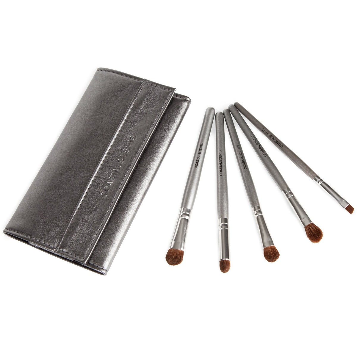 Makeup Brush Set for Smoky Eyes - 5pc Professional Eye Makeup Brushes with Gunmetal Handles