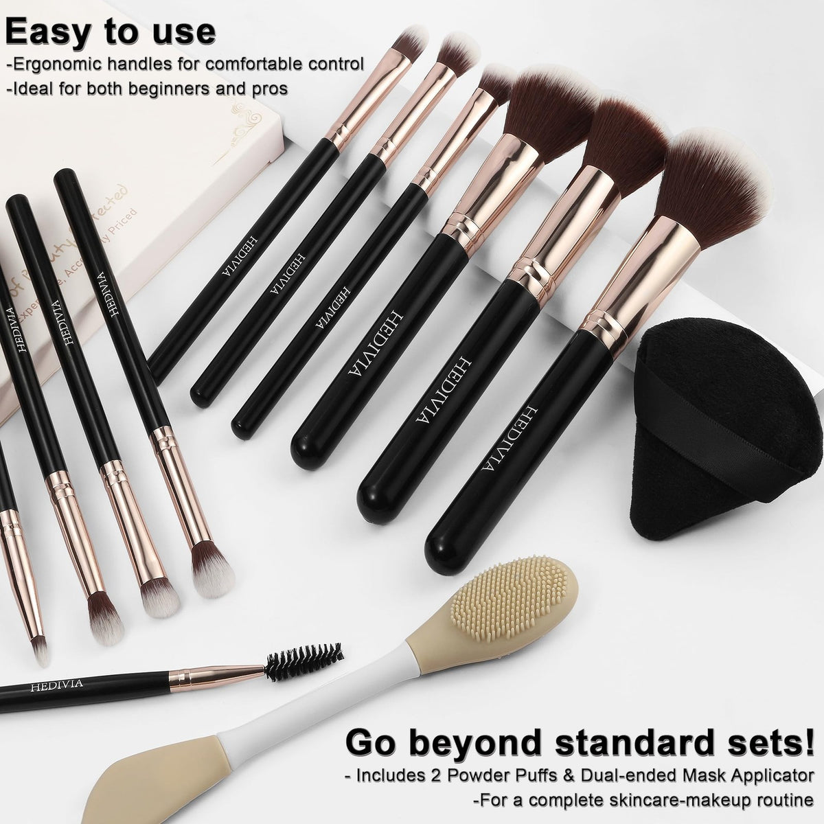 14-Piece Professional Makeup Brush Set with Synthetic Bristles & Travel Case