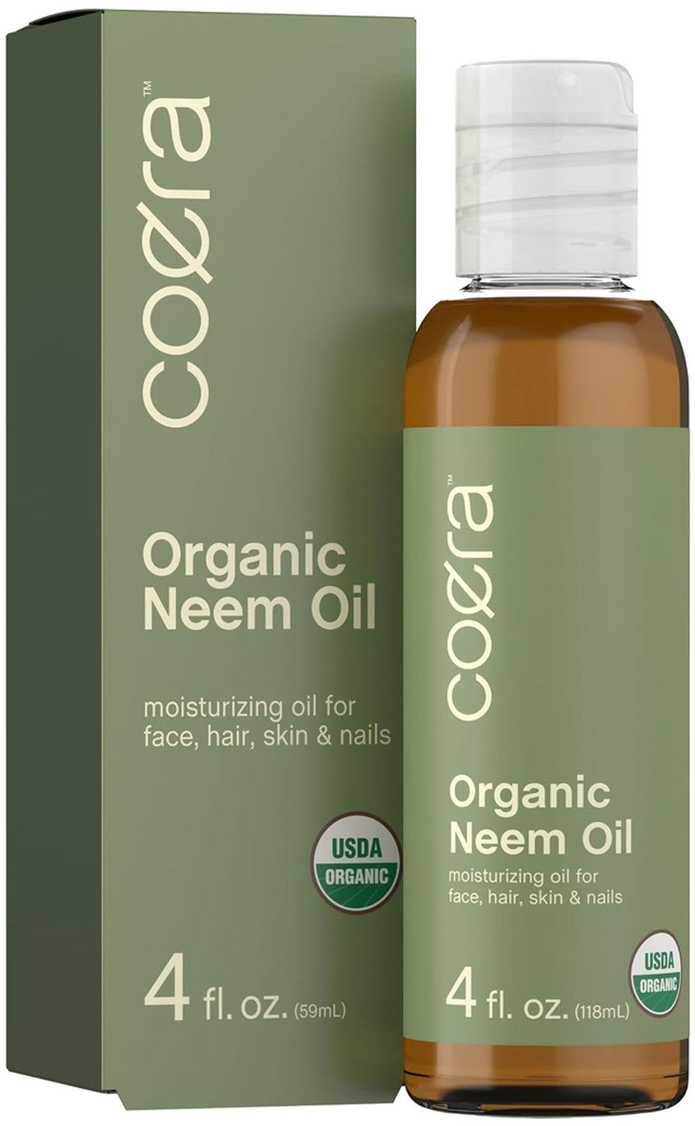 Organic Neem Oil for Skin Hair Nails 4 fl oz - Pure Natural Moisturizer