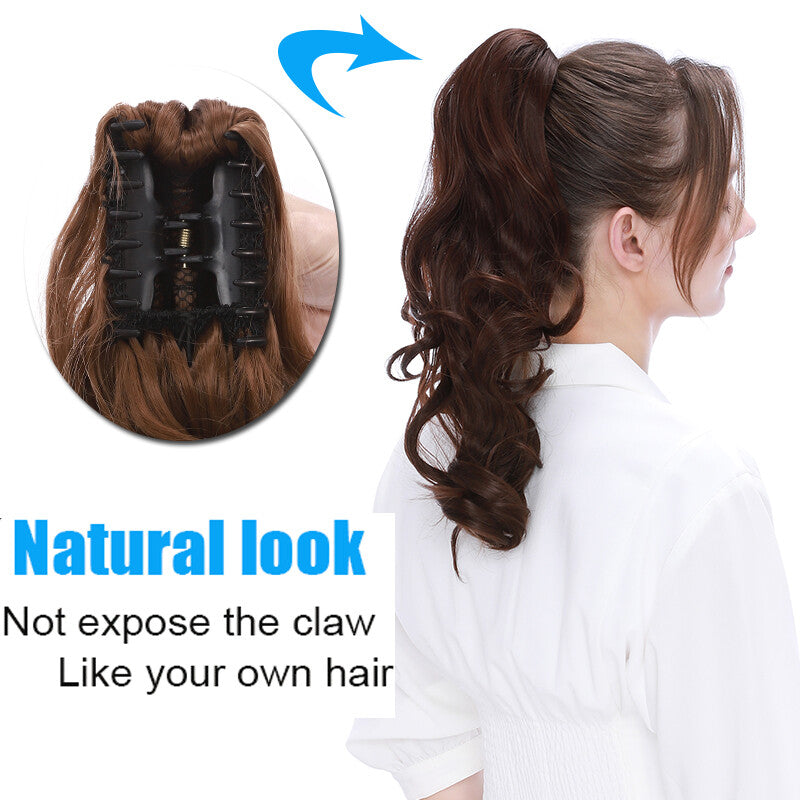 Extra Thick 12-Inch Clip-In Ponytail Hair Extension - Wavy & Straight Styles
