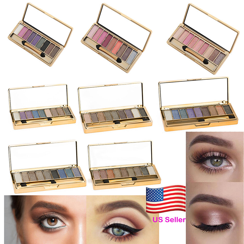 9 Colors Glitter Eyeshadow Palette & Makeup Brush Set for Party & Daily Wear