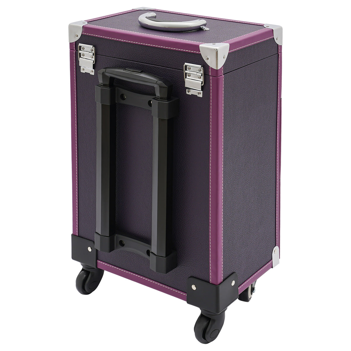 Rolling Makeup Train Case with Large Capacity and Locking Latches