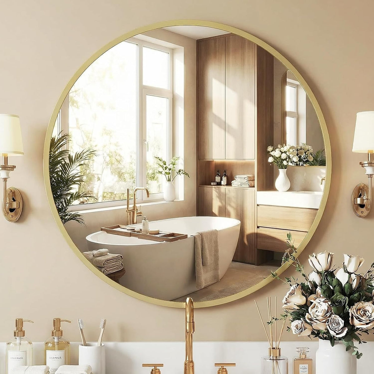 30 Inch Round Bathroom Wall Mirror – Circle Vanity Mirror, Unbranded