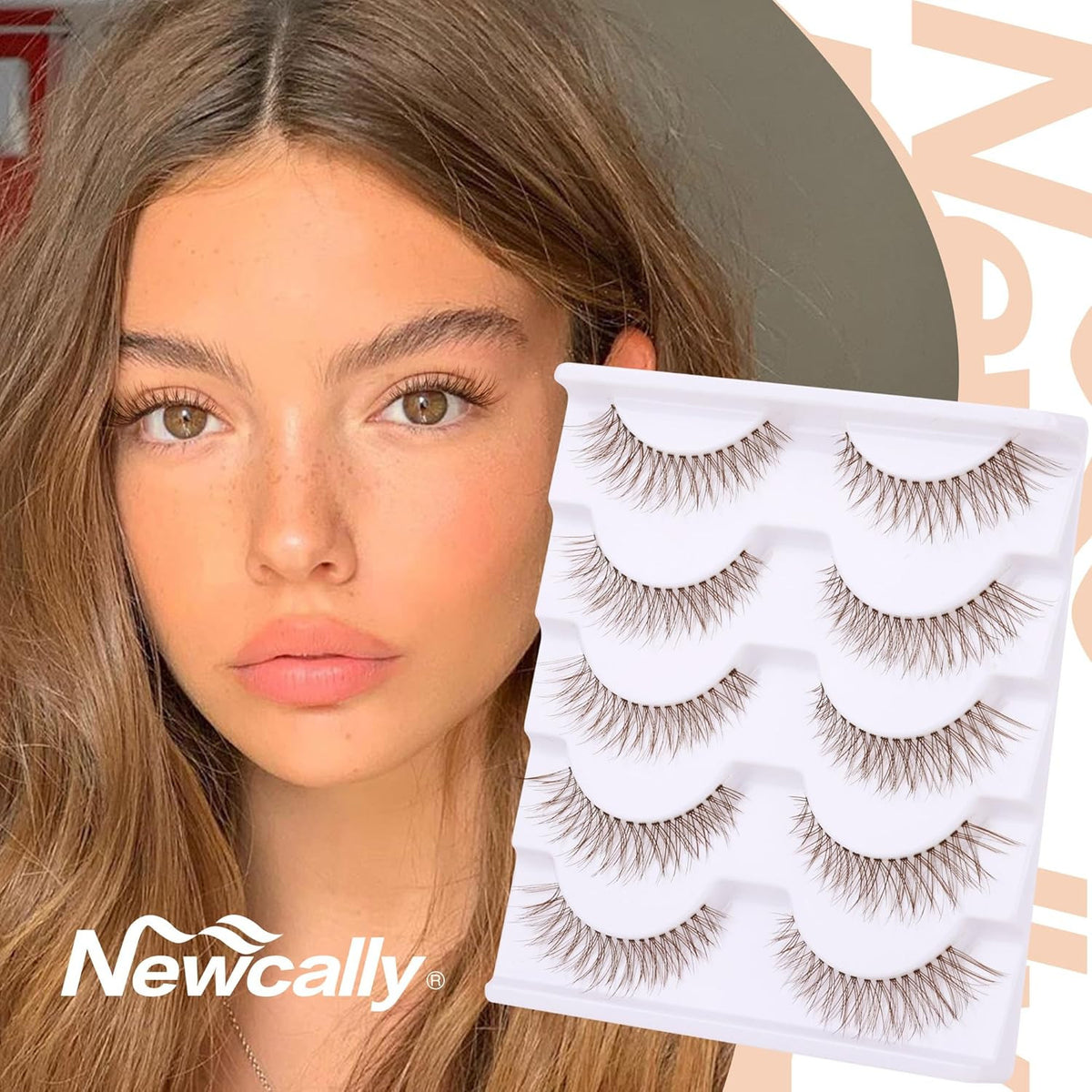 Brown False Eyelashes Natural Look Cat Eye Faux Mink Reusable 3D Volume