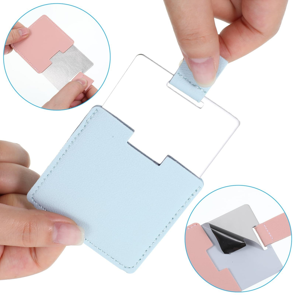 3 Pack Portable Folding Pocket Mirrors - Small Compact Stainless Steel Travel Makeup Mirrors with Protective Covers