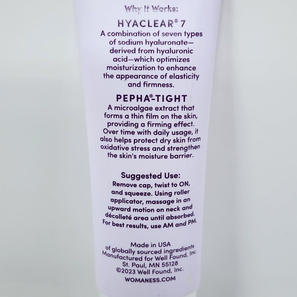 Womaness Neck & Décolleté Serum - Hydrating Skin Care for Neck 1.7 fl oz