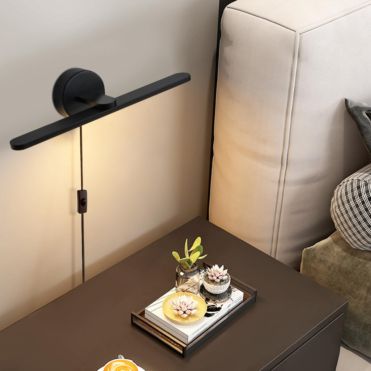 16-Inch Matte Black Bathroom Vanity Light LED Wall Sconce