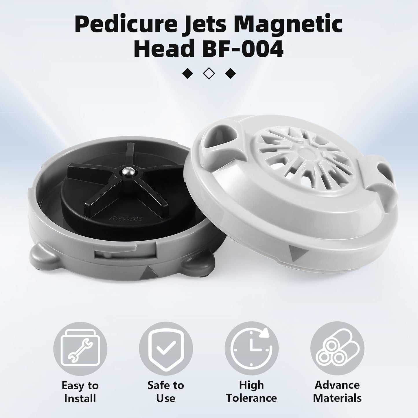 Pipeless Magnetic Jet Head for Pedicure Spa Chairs - 2 Inch Grey Replacement