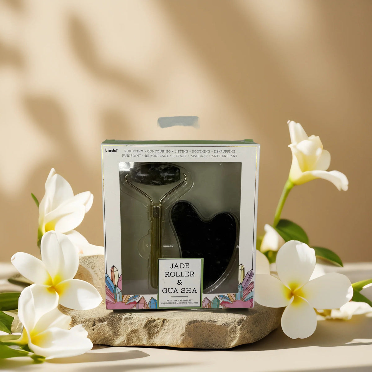 Jade Facial Roller and Gua Sha Set for Skin Tightening and Brightening