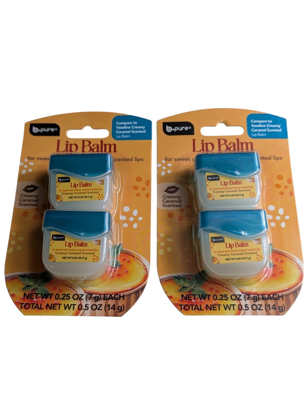 4-Pack Lip Balm Set - Creamy Caramel Scented Moisturizer for Lips