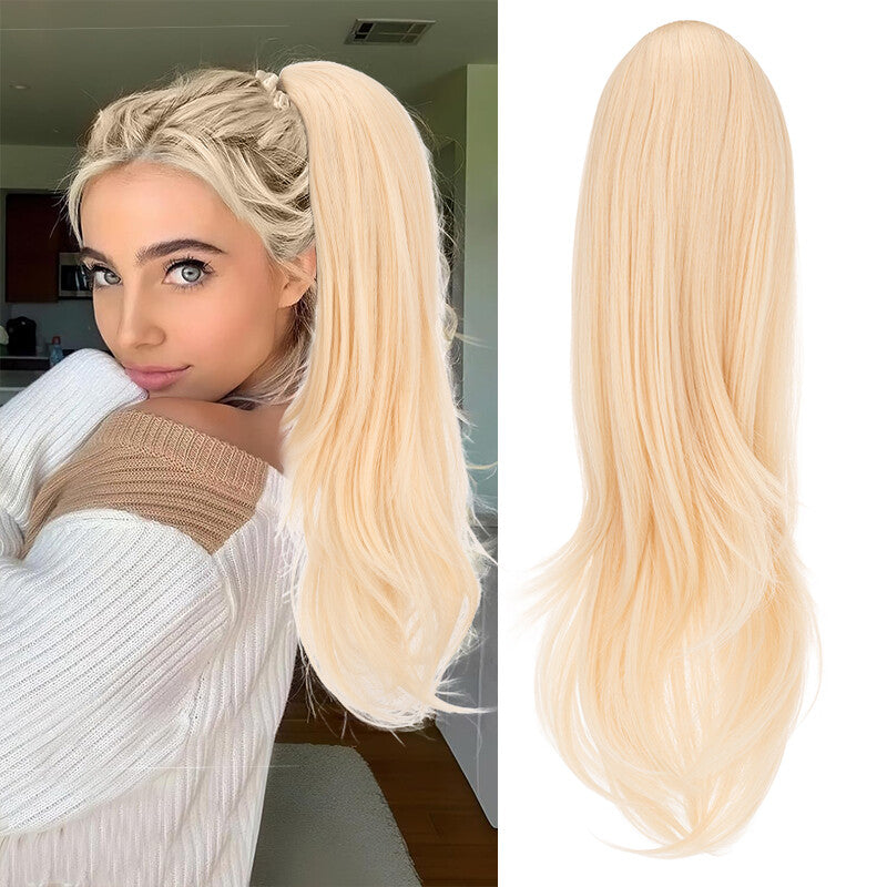 22-Inch Real Human Hair Ponytail Extension Clip-In Layered Drawstring