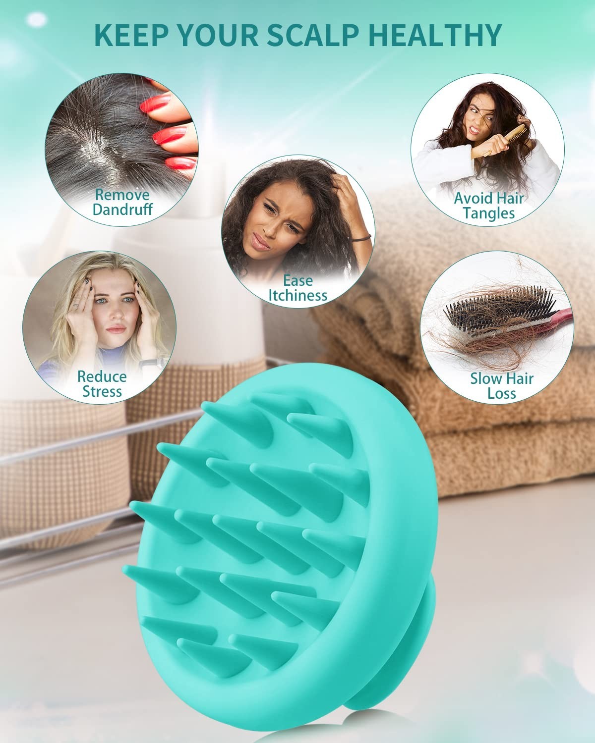 Silicone Scalp Massage Brush for Hair Growth & Dandruff Relief - Waterproof Shampoo & Shower Scrubber