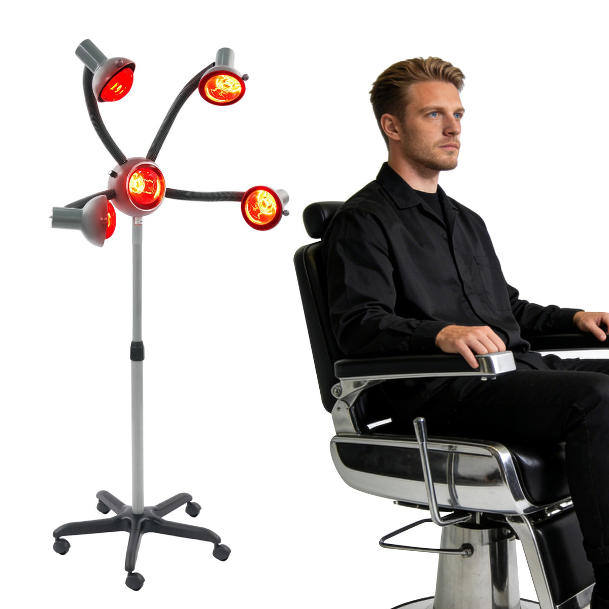 Portable Floor Hair Dryer with 5 Heating Lamps & Adjustable Stand