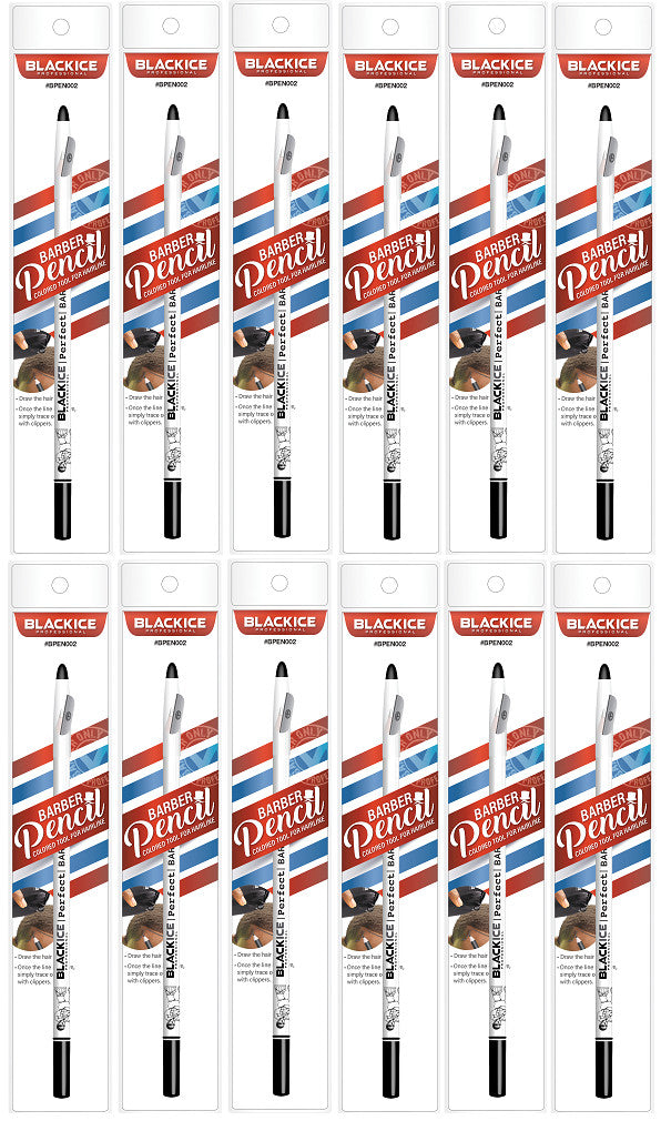 Black Ice Barber Pencil Edge White Colored Tool For Hairline 12-Pack