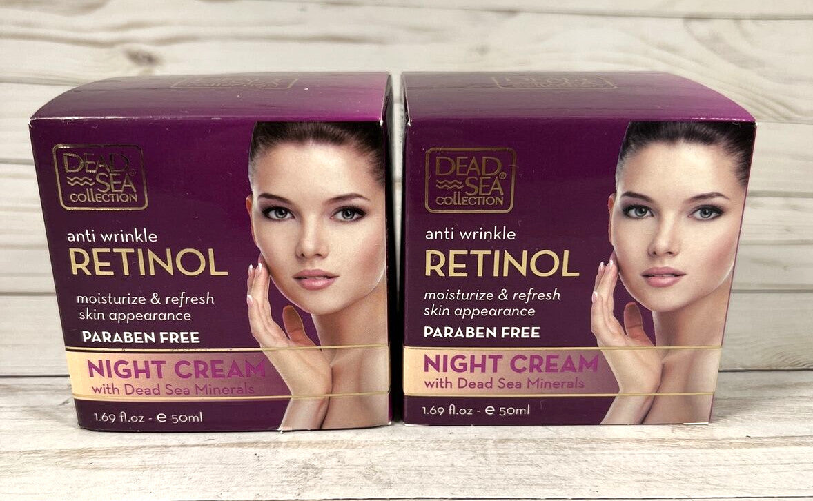 Retinol Night Cream for Wrinkle Reduction - Dead Sea Collection 1.69oz Each (2 Pack)