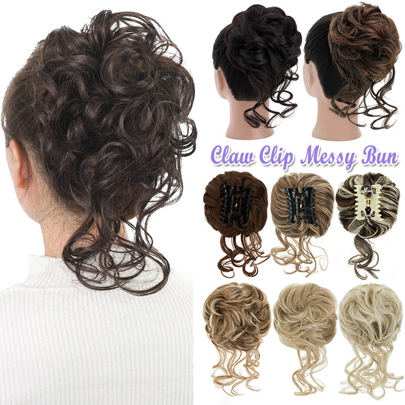 Messy Bun Claw Hair Clip Extensions - Curly Thick Updo Accessory