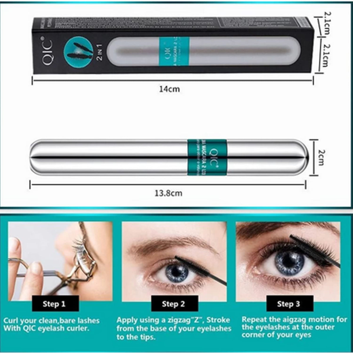 Long-Lasting 2 Pack Waterproof Lash Mascara Set with Dual Brushes