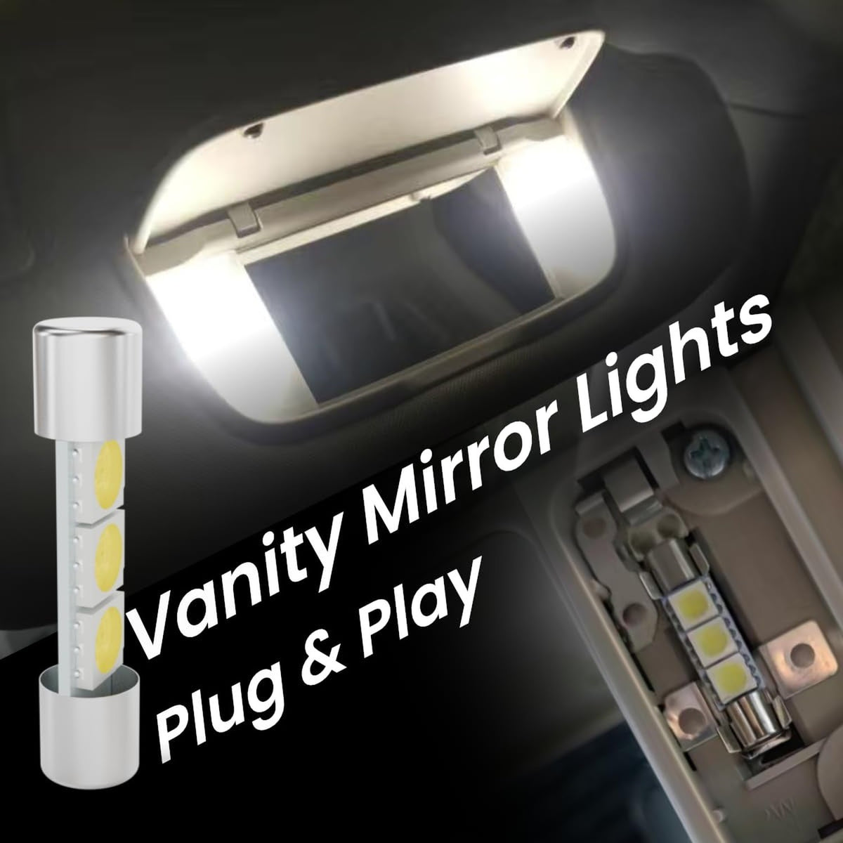 6 Pack 28mm & 29mm LED Car Vanity Mirror Lights - 6000K White Interior Bulbs