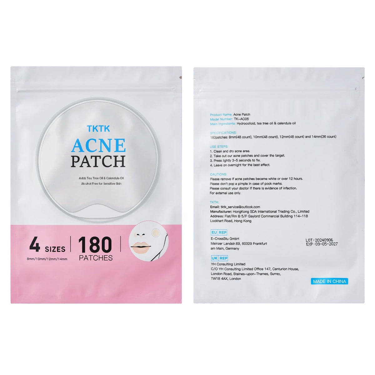 Hydrocolloid Acne Patches, 180 Count - Multiple Sizes